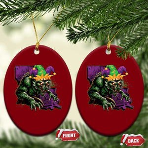 Funny Mardi Gras Rougarou Ceramic Ornament Cryptids Of Louisiana Jester Hat TS11 Print Your Wear