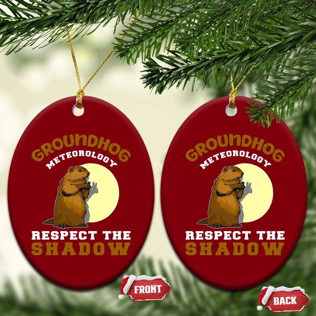 Funny Groundhog Day Ceramic Ornament Groundhog Meteorology Respect The Shadow TS11 Print Your Wear