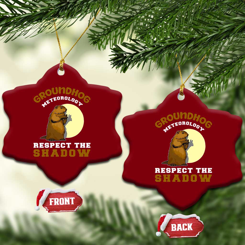 Funny Groundhog Day Ceramic Ornament Groundhog Meteorology Respect The Shadow TS11 Print Your Wear