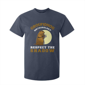Funny Groundhog Day T Shirt For Kid Groundhog Meteorology Respect The Shadow TS11 Navy Print Your Wear