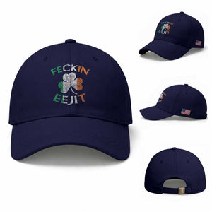 Funny Feckin Eejit Baseball Cap Ireland Irish Slang Shamrock St Patrick's Day TS11 Baseball Cap Universal Fit Dark Blue Print Your Wear