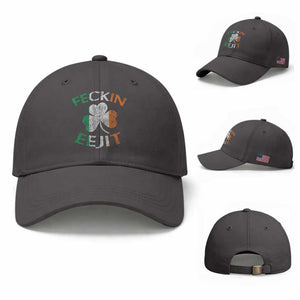 Funny Feckin Eejit Baseball Cap Ireland Irish Slang Shamrock St Patrick's Day TS11 Baseball Cap Universal Fit Dark Gray Print Your Wear