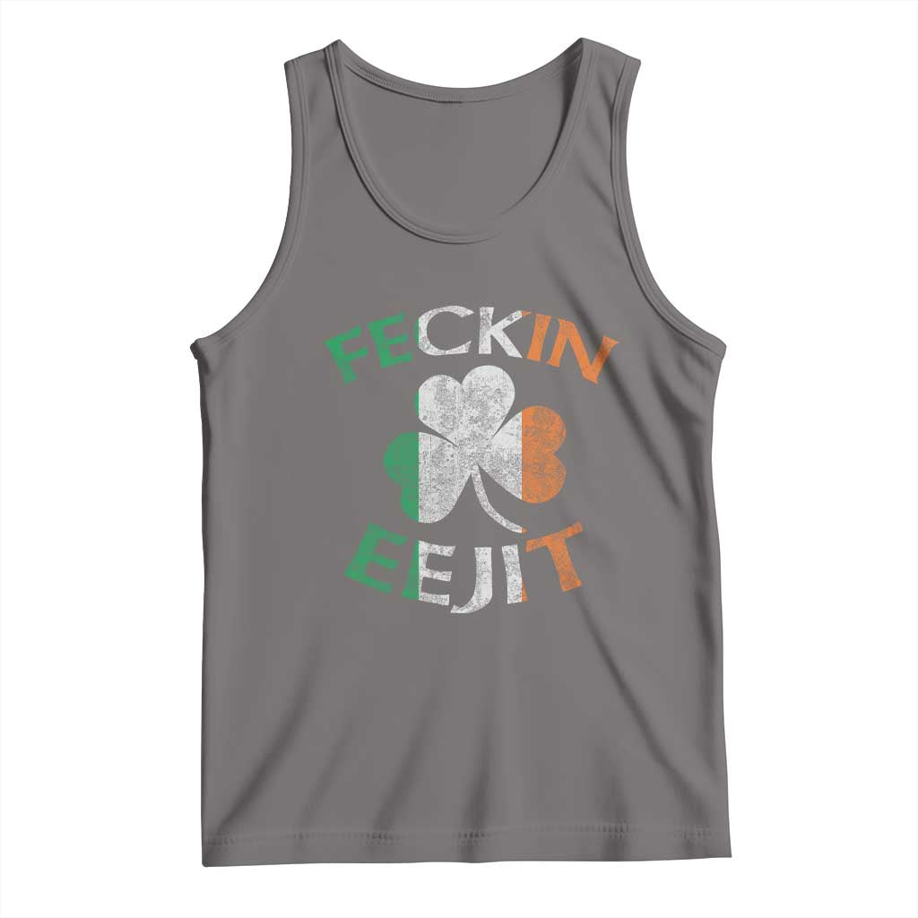 Funny Feckin Eejit Tank Top Ireland Irish Slang Shamrock St Patrick's Day TS11 Deep Heather Print Your Wear