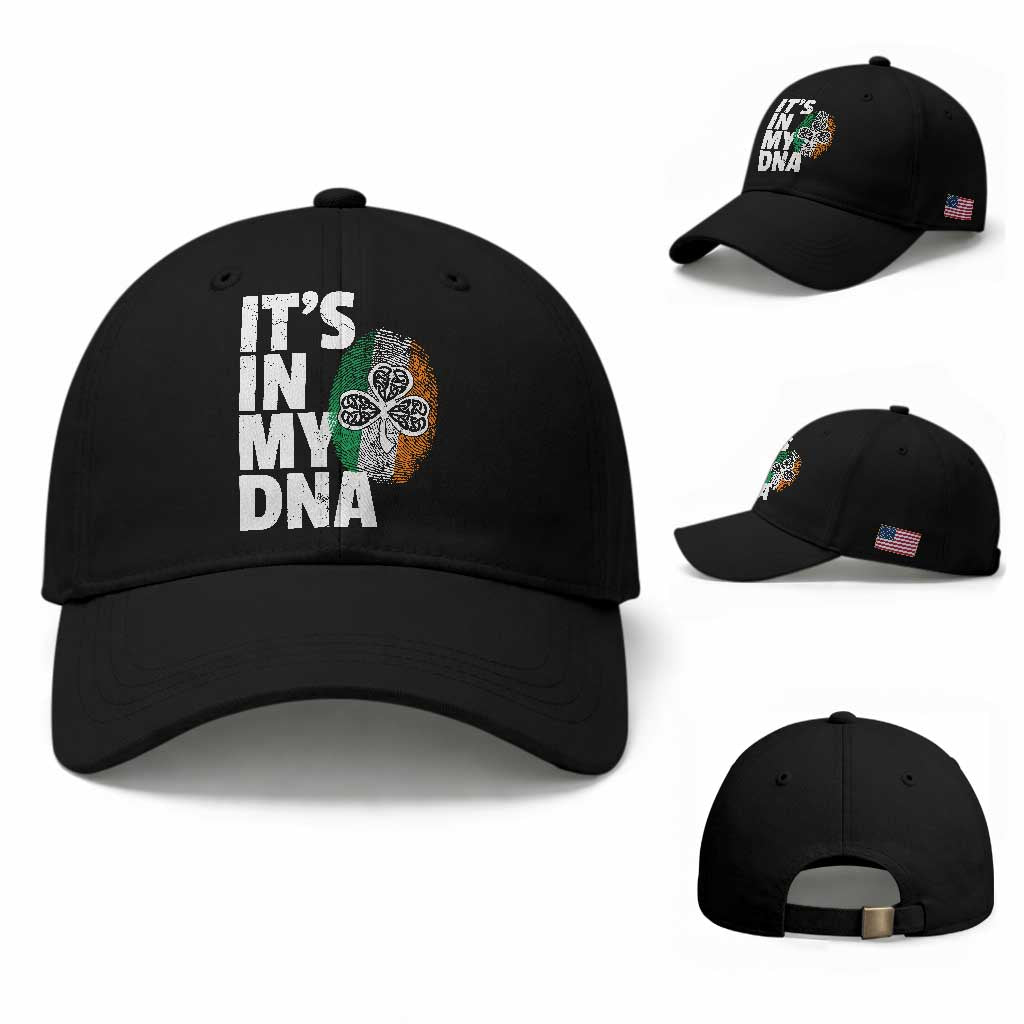 Funny Irish It's In My DNA Baseball Cap Ireland Fingerprint Flag TS11 Baseball Cap Universal Fit Black Print Your Wear