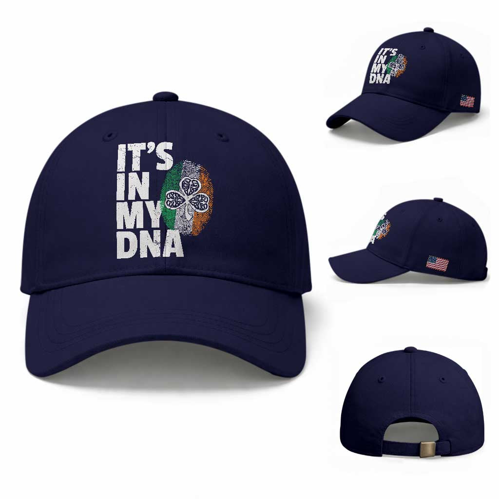 Funny Irish It's In My DNA Baseball Cap Ireland Fingerprint Flag TS11 Baseball Cap Universal Fit Dark Blue Print Your Wear