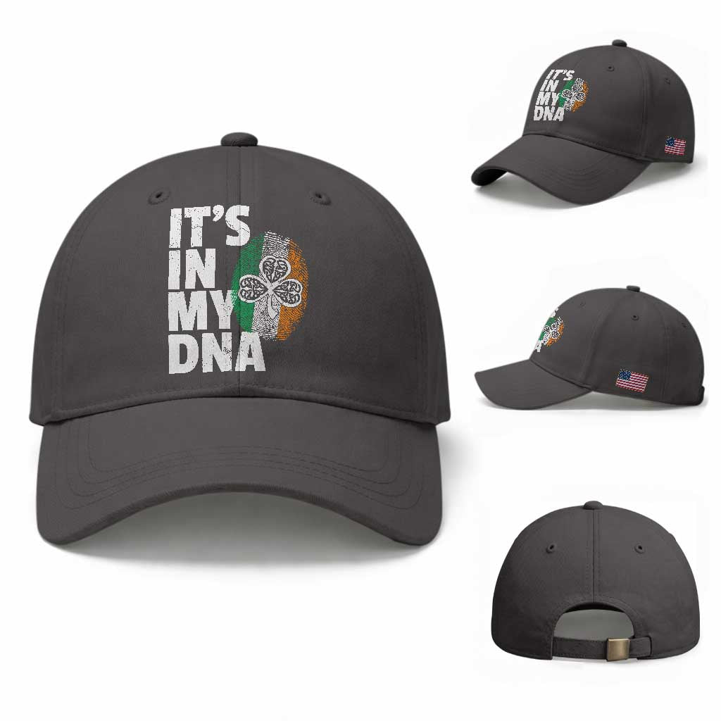 Funny Irish It's In My DNA Baseball Cap Ireland Fingerprint Flag TS11 Baseball Cap Universal Fit Dark Gray Print Your Wear