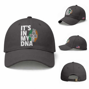 Funny Irish It's In My DNA Baseball Cap Ireland Fingerprint Flag TS11 Baseball Cap Universal Fit Dark Gray Print Your Wear
