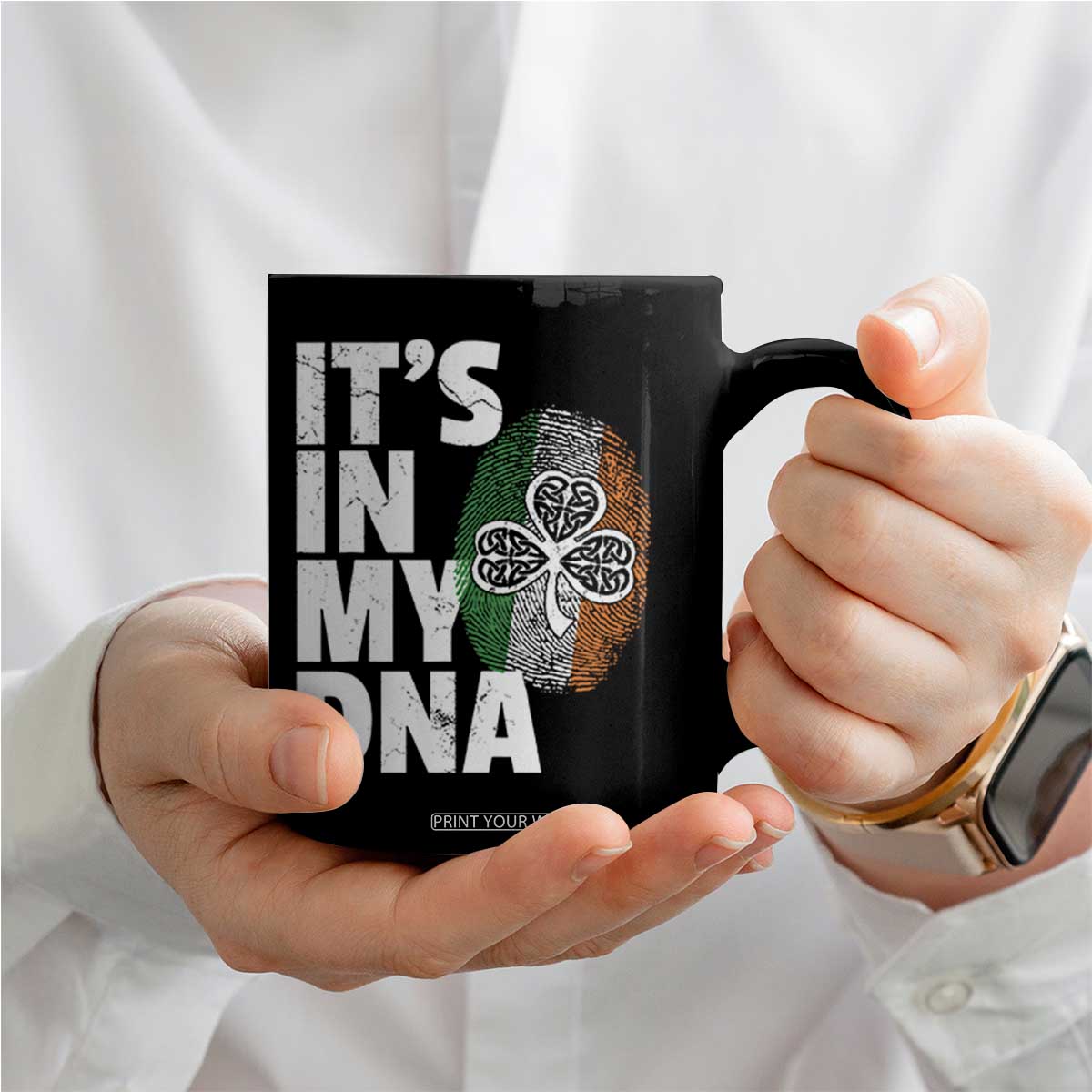 Funny Irish It's In My DNA Coffee Mug Ireland Fingerprint Flag TS11 Print Your Wear