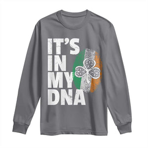 Funny Irish It's In My DNA Long Sleeve Shirt Ireland Fingerprint Flag TS11 Charcoal Print Your Wear