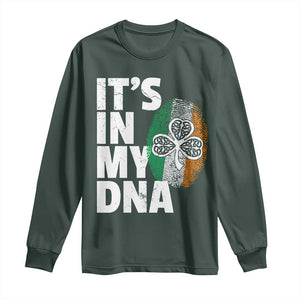 Funny Irish It's In My DNA Long Sleeve Shirt Ireland Fingerprint Flag TS11 Dark Forest Green Print Your Wear