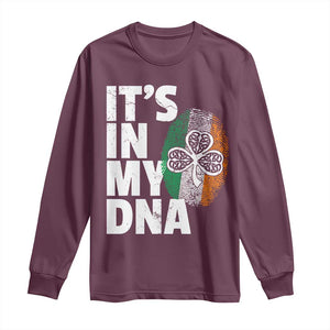 Funny Irish It's In My DNA Long Sleeve Shirt Ireland Fingerprint Flag TS11 Maroon Print Your Wear