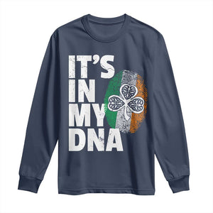 Funny Irish It's In My DNA Long Sleeve Shirt Ireland Fingerprint Flag TS11 Navy Print Your Wear