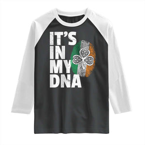 Funny Irish It's In My DNA Raglan Shirt Ireland Fingerprint Flag TS11 Black White Print Your Wear