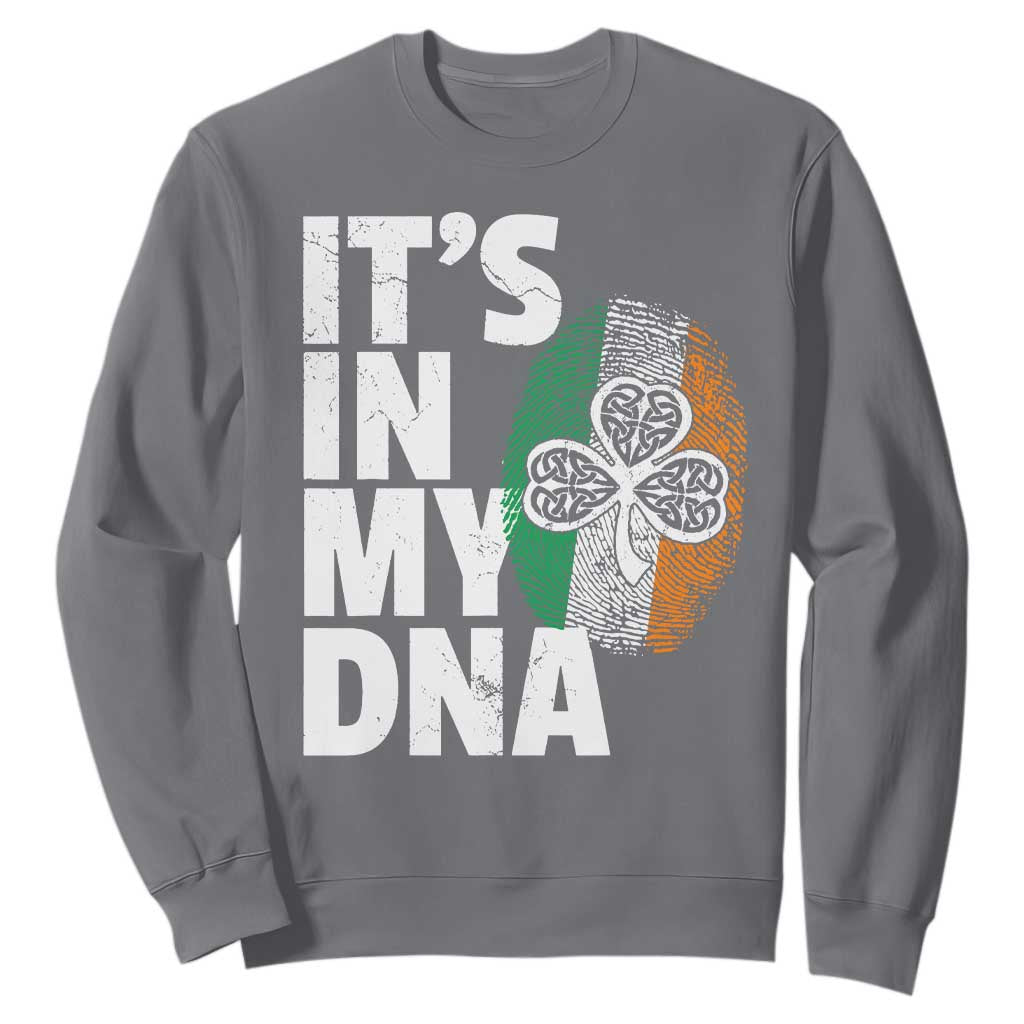 Funny Irish It's In My DNA Sweatshirt Ireland Fingerprint Flag TS11 Charcoal Print Your Wear