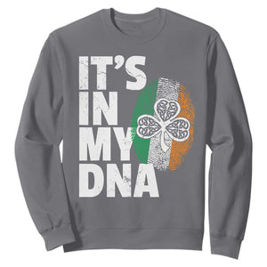 Funny Irish It's In My DNA Sweatshirt Ireland Fingerprint Flag TS11 Charcoal Print Your Wear