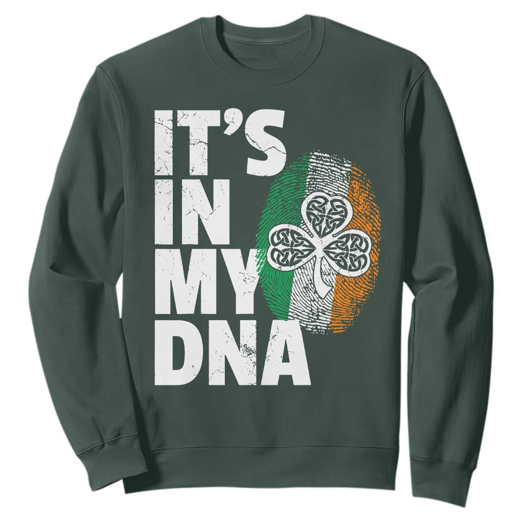 Funny Irish It's In My DNA Sweatshirt Ireland Fingerprint Flag TS11 Dark Forest Green Print Your Wear