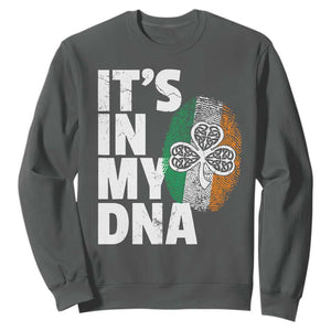 Funny Irish It's In My DNA Sweatshirt Ireland Fingerprint Flag TS11 Dark Heather Print Your Wear