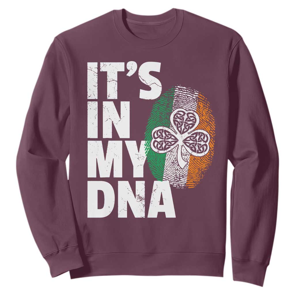 Funny Irish It's In My DNA Sweatshirt Ireland Fingerprint Flag TS11 Maroon Print Your Wear