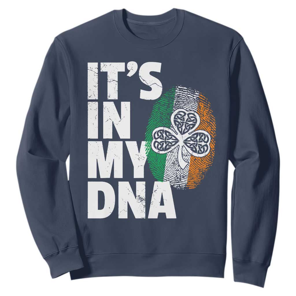 Funny Irish It's In My DNA Sweatshirt Ireland Fingerprint Flag TS11 Navy Print Your Wear