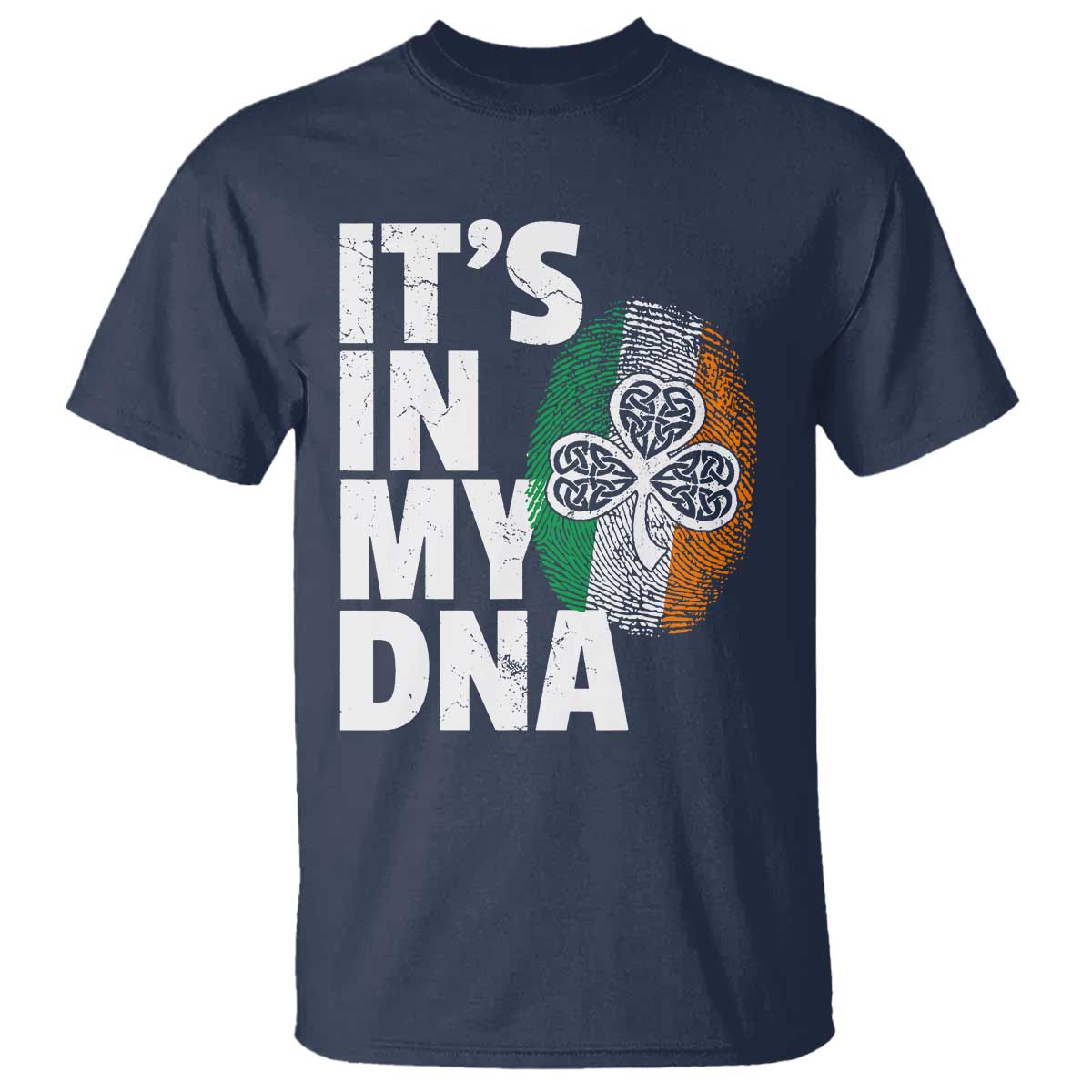Funny Irish It's In My DNA T Shirt Ireland Fingerprint Flag TS11 Navy Print Your Wear