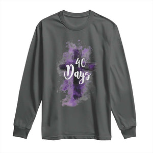 40 Days Christian Religious Long Sleeve Shirt Ash Wednesday Ashes Cross TS11 Dark Heather Print Your Wear