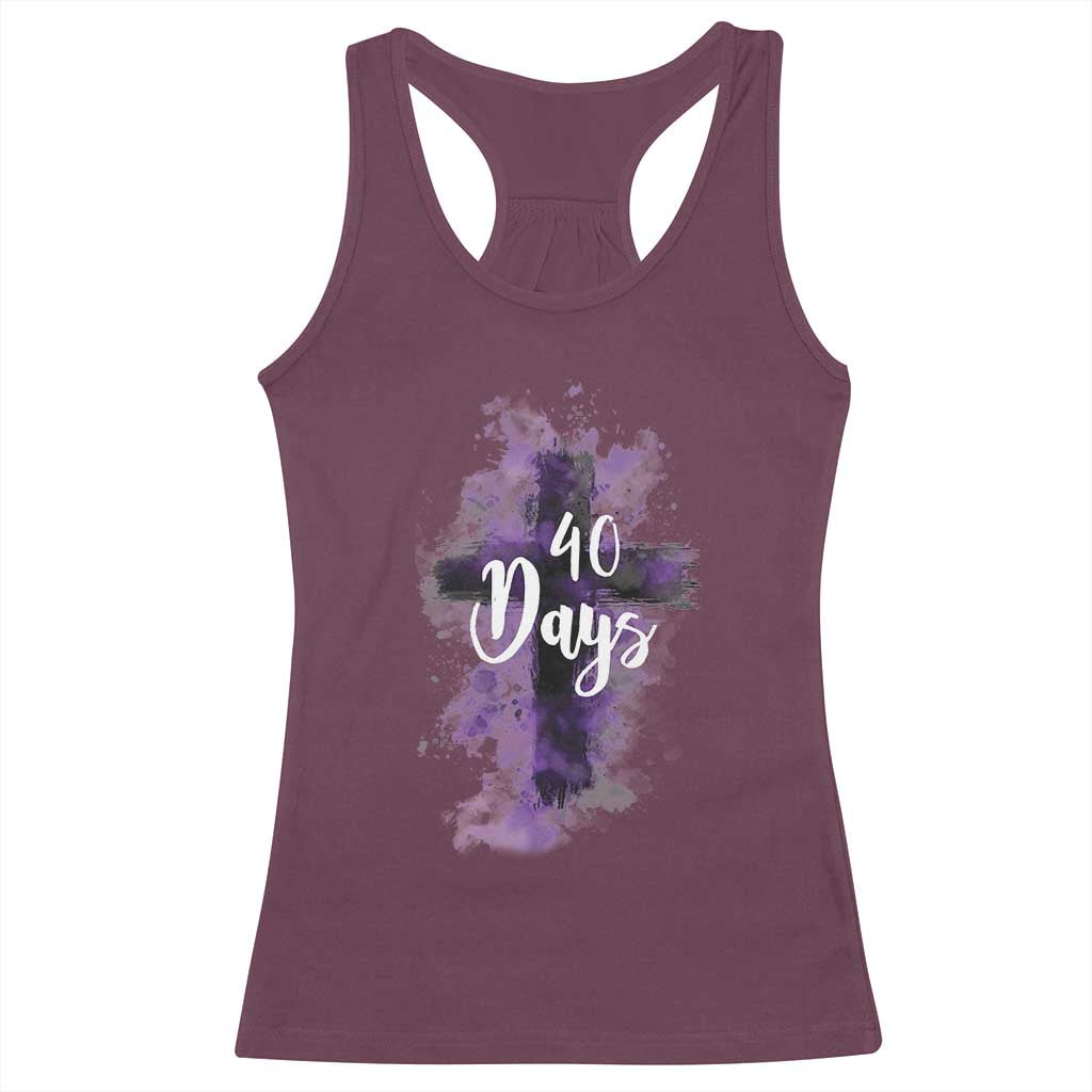 40 Days Christian Religious Racerback Tank Top Ash Wednesday Ashes Cross TS11 Maroon Print Your Wear