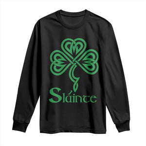 Funny Irish Beer Drinking St Patrick's Day Slainte Long Sleeve Shirt Celtic Shamrock TS11 Black Print Your Wear