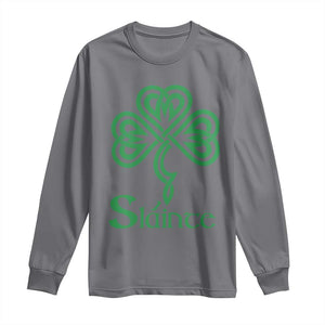 Funny Irish Beer Drinking St Patrick's Day Slainte Long Sleeve Shirt Celtic Shamrock TS11 Charcoal Print Your Wear