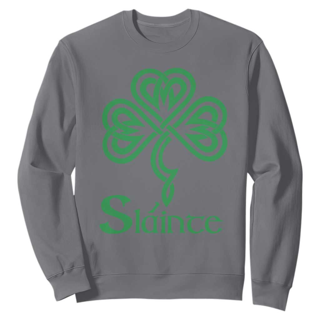 Funny Irish Beer Drinking St Patrick's Day Slainte Sweatshirt Celtic Shamrock TS11 Charcoal Print Your Wear