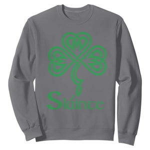 Funny Irish Beer Drinking St Patrick's Day Slainte Sweatshirt Celtic Shamrock TS11 Charcoal Print Your Wear