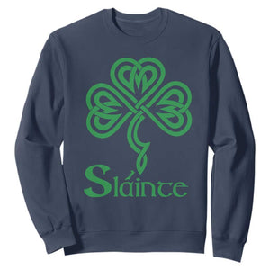 Funny Irish Beer Drinking St Patrick's Day Slainte Sweatshirt Celtic Shamrock TS11 Navy Print Your Wear