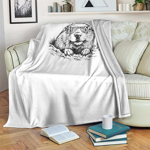 Funny Groundhog Face Woodchuck Sunglassess Throw Blanket TS11 Print Your Wear