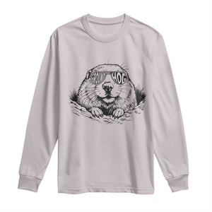Funny Groundhog Face Woodchuck Sunglassess Long Sleeve Shirt TS11 Ice Gray Print Your Wear