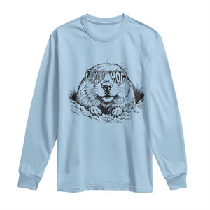 Funny Groundhog Face Woodchuck Sunglassess Long Sleeve Shirt TS11 Light Blue Print Your Wear