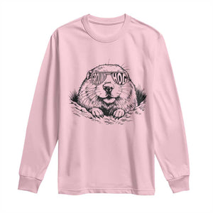 Funny Groundhog Face Woodchuck Sunglassess Long Sleeve Shirt TS11 Light Pink Print Your Wear