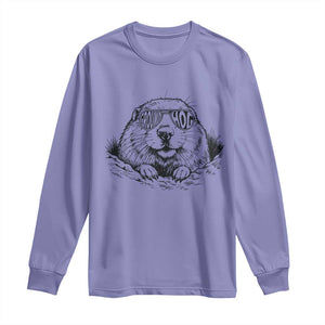 Funny Groundhog Face Woodchuck Sunglassess Long Sleeve Shirt TS11 Violet Print Your Wear