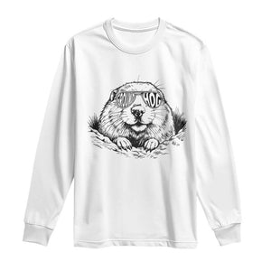 Funny Groundhog Face Woodchuck Sunglassess Long Sleeve Shirt TS11 White Print Your Wear