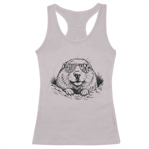Funny Groundhog Face Woodchuck Sunglassess Racerback Tank Top TS11 Ice Gray Print Your Wear