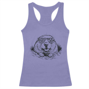 Funny Groundhog Face Woodchuck Sunglassess Racerback Tank Top TS11 Violet Print Your Wear