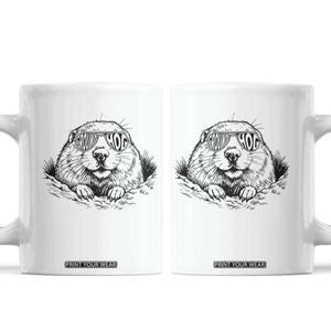 Funny Groundhog Face Woodchuck Sunglassess Coffee Mug TS11 White Print Your Wear