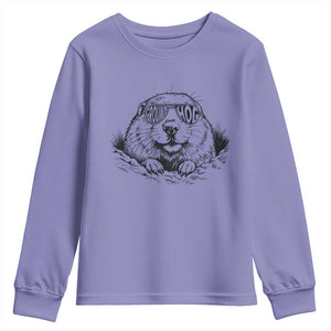 Funny Groundhog Face Woodchuck Sunglassess Youth Sweatshirt TS11 Violet Print Your Wear
