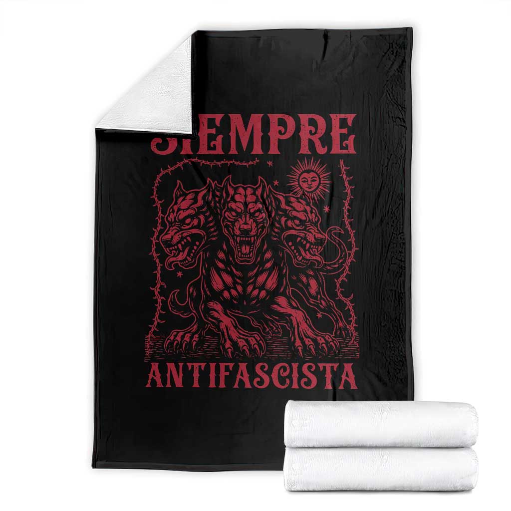 Siempre Antifascista Throw Blanket Anti Fascism Protest Vintage Hydra Dog TS11 Black Print Your Wear