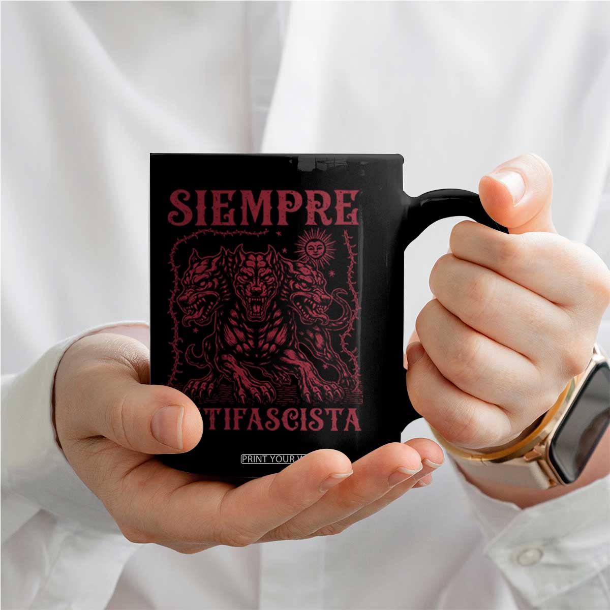 Siempre Antifascista Coffee Mug Anti Fascism Protest Vintage Hydra Dog TS11 Print Your Wear