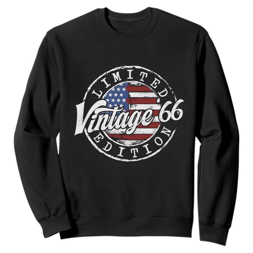Funny 60th Birthday Sweatshirt Vintage 1966 Stamp 60 Years Old American Flag TS11 Black Print Your Wear