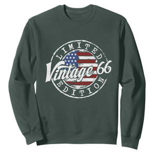 Funny 60th Birthday Sweatshirt Vintage 1966 Stamp 60 Years Old American Flag TS11 Dark Forest Green Print Your Wear