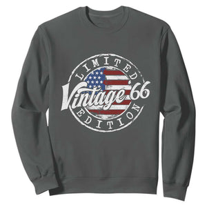 Funny 60th Birthday Sweatshirt Vintage 1966 Stamp 60 Years Old American Flag TS11 Dark Heather Print Your Wear