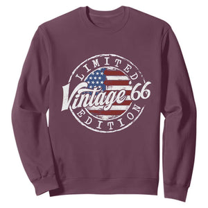 Funny 60th Birthday Sweatshirt Vintage 1966 Stamp 60 Years Old American Flag TS11 Maroon Print Your Wear