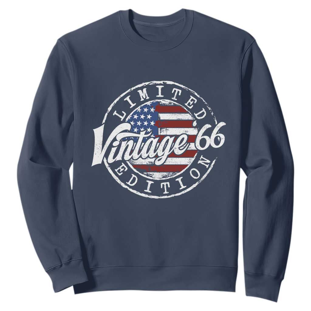Funny 60th Birthday Sweatshirt Vintage 1966 Stamp 60 Years Old American Flag TS11 Navy Print Your Wear