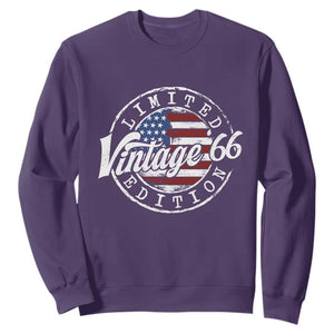 Funny 60th Birthday Sweatshirt Vintage 1966 Stamp 60 Years Old American Flag TS11 Purple Print Your Wear