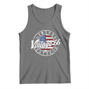 Funny 60th Birthday Tank Top Vintage 1966 Stamp 60 Years Old American Flag TS11 Black Heather Print Your Wear